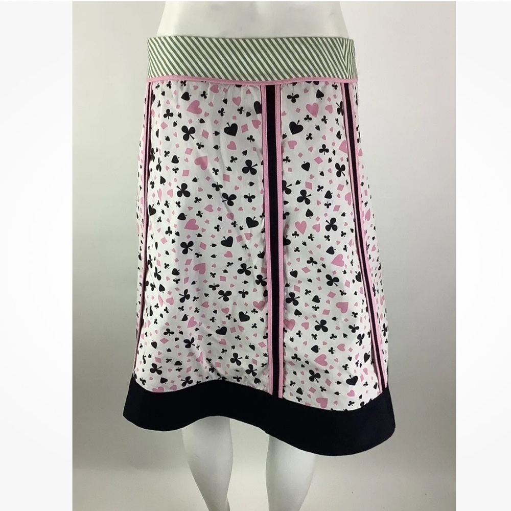 Anthropologie Sz 4 Heart Card Valentines Day Print A-Line Skirt 100% Cotton - Picture 4 of 5